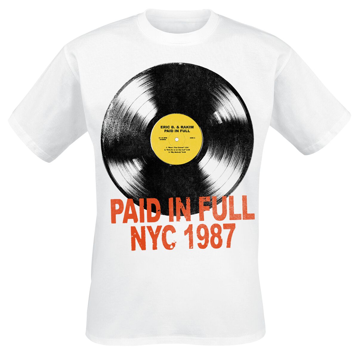 Eric B. & Rakim T-Shirt - Paid Records - S bis 3XL - für Männer - Größe S - weiß  - Lizenziertes Merchandise!