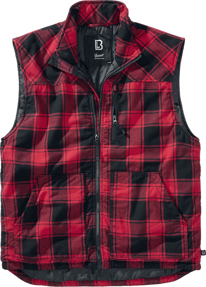Veste de Brandit - Lumber Vest - M à 5XL - pour Homme - noir/rouge