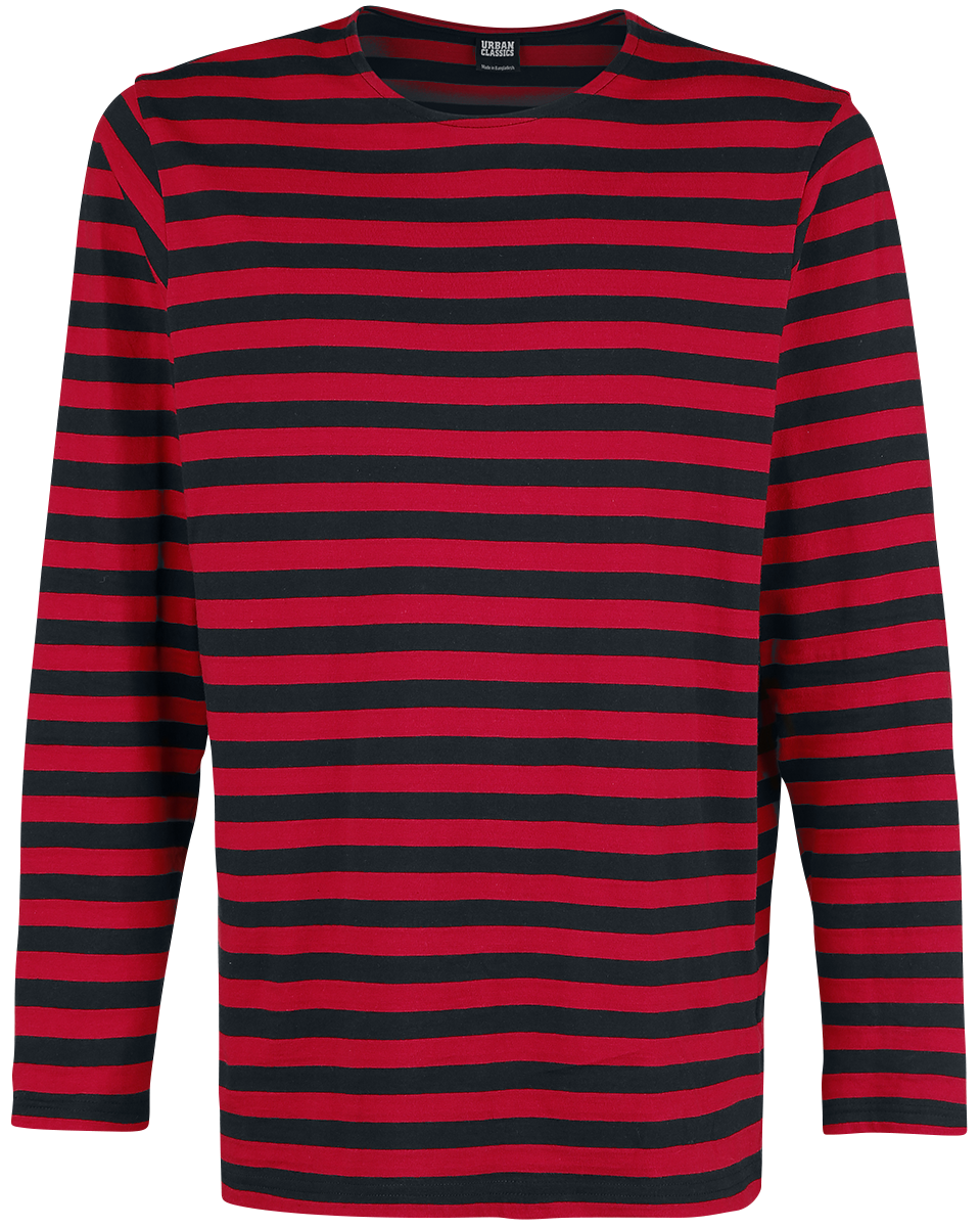 Urban Classics  Long-sleeve Shirt - Regular Stripe Longlseeve - for Men - red-black