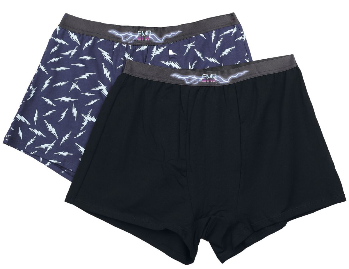 Image of Set di boxer di EMP Stage Collection - Double pack of boxers with retro print - M a XXL - Uomo - blu scuro