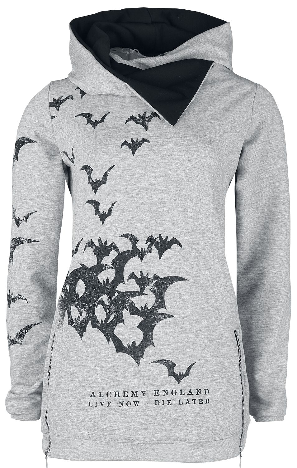 Alchemy England Bats Attack Hooded sweater grey black