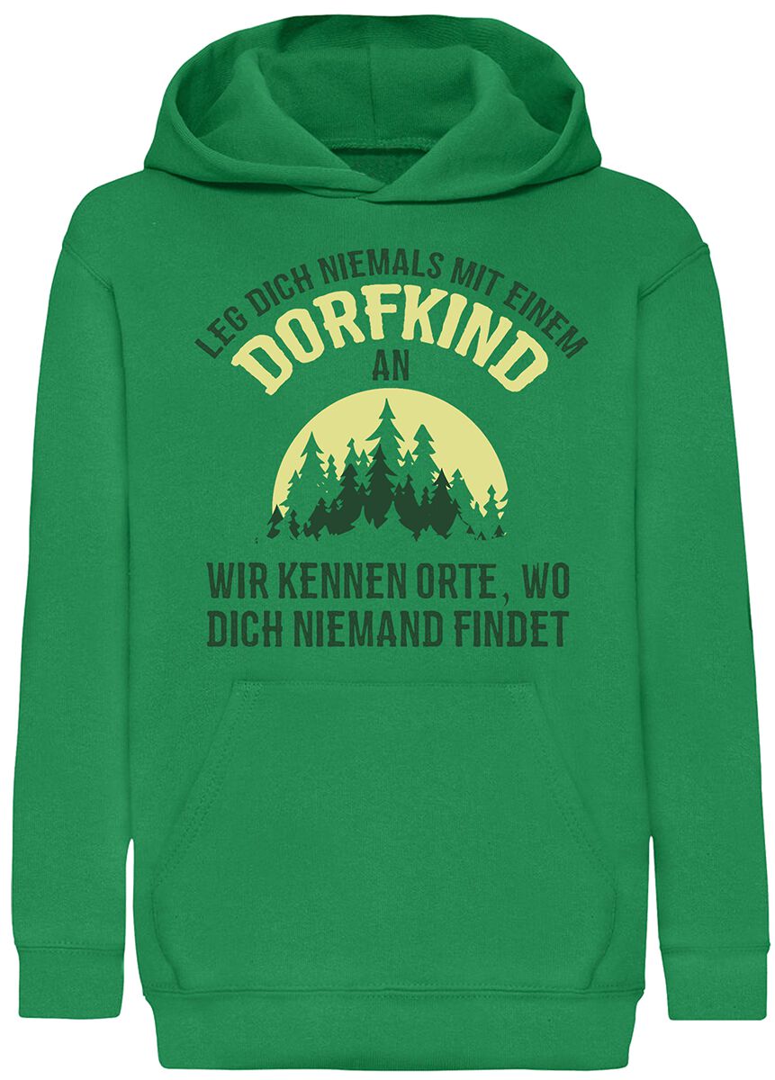 Sprüche Kids – Leg dich niemals mit einem Dorfkind an Kapuzenpullover grün