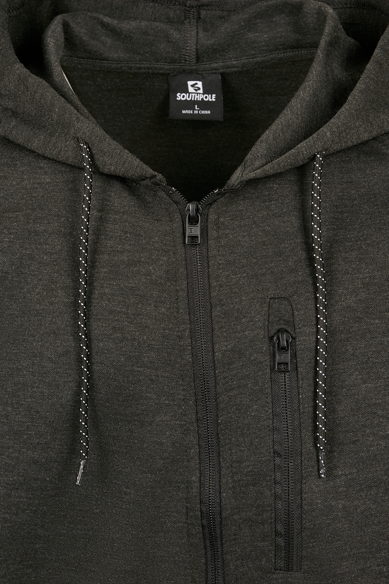 Southpole Taped Tech Fleece Full Zip Hoody Kapuzenjacke grau meliert