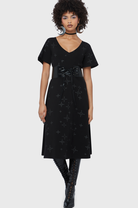 Thumbnail - Killstar Beneath The Eclipse - Etheral Night Midi Dress Mittellanges Kleid schwarz in XXL