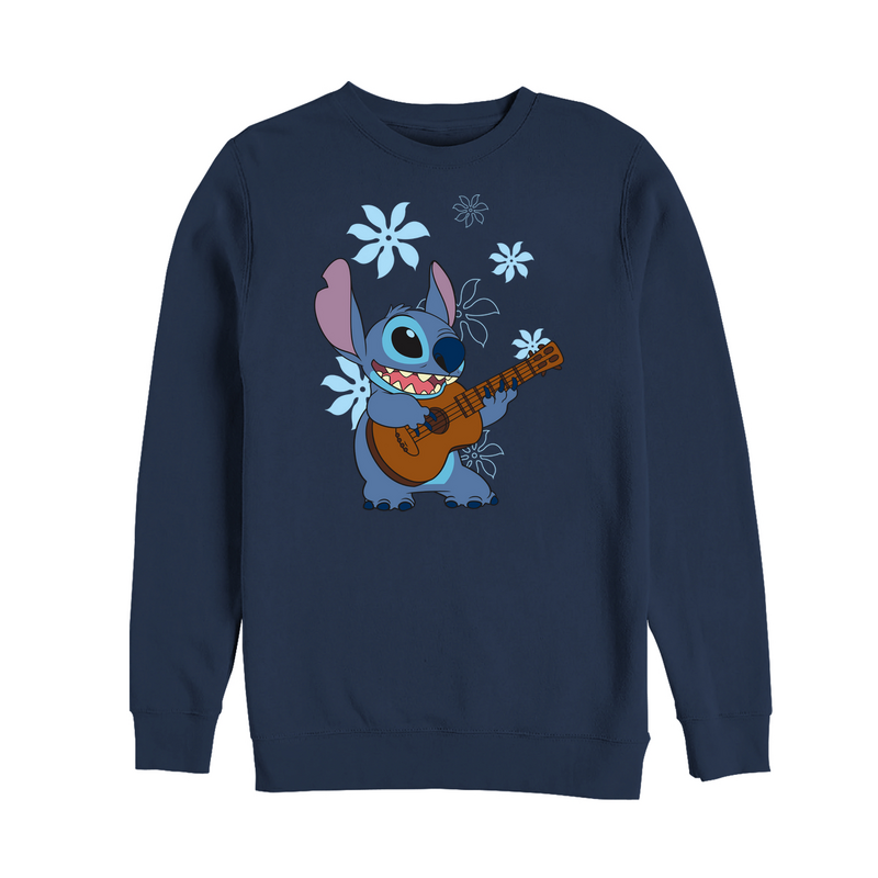 Lilo & Stitch Disney Sweatshirt - Stitch Flowers - for Men - blue