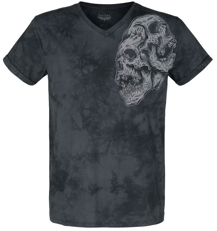 T-Shirt mit Batikwaschung und Skull-Print