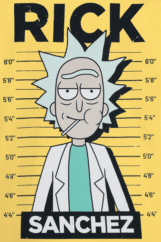 Rick And Morty Rick Mugshot T-Shirt gelb - 28.01% Rabatt