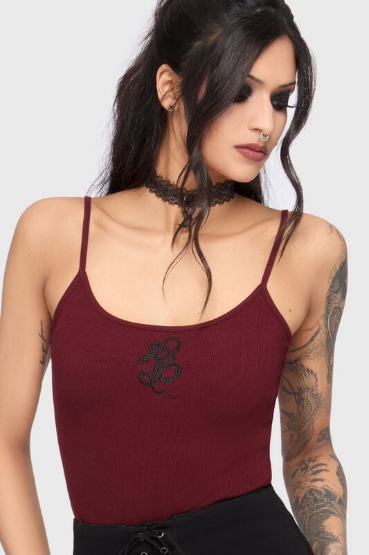 Killstar - Gothic Top - Twilight Viper Cami Top - XS bis 4XL - für Damen - Größe XS - burgund