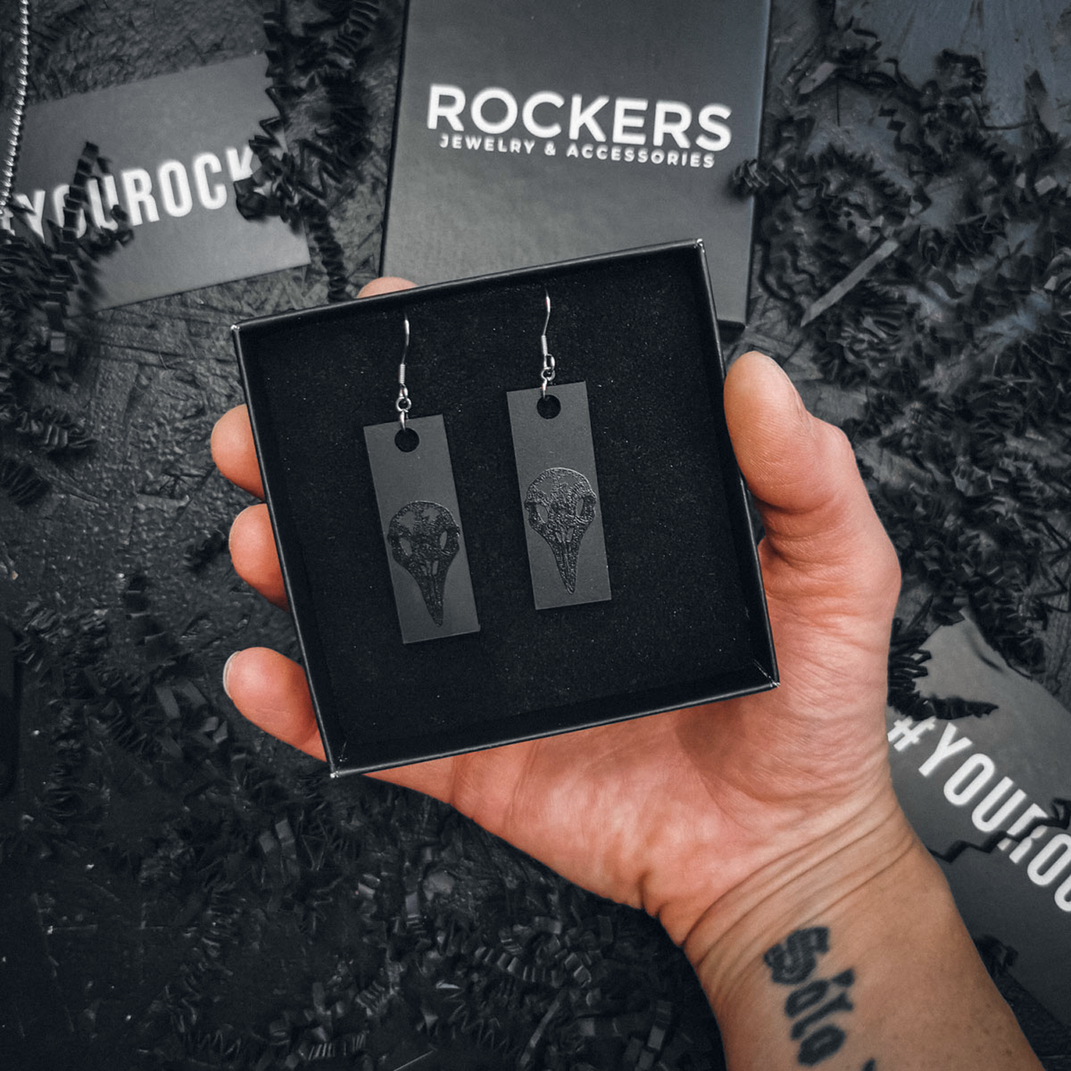 Rockers Raven Skull Ohrhänger schwarz