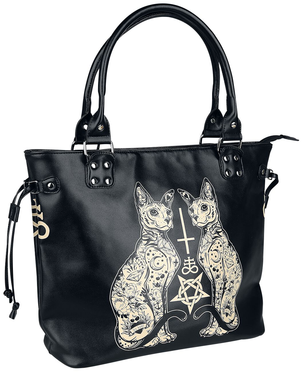 Banned Alternative Esoteric Cat Bag Handtasche schwarz weiß