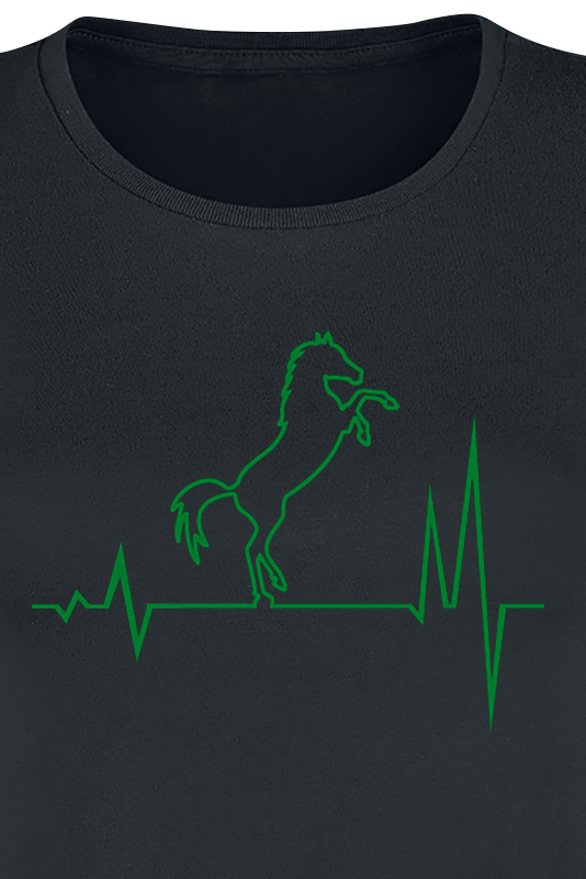 Tierisch T-Shirt - EKG - Pferd - M bis 3XL - für Damen - Größe XL - schwarz