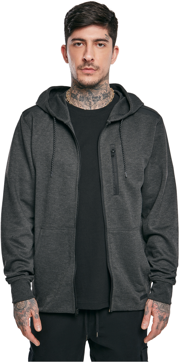 Southpole Taped Tech Fleece Full Zip Hoody Kapuzenjacke grau meliert