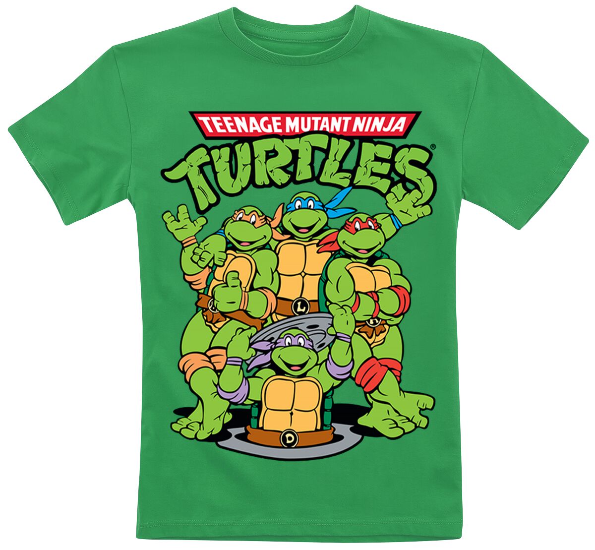 Teenage Mutant Ninja Turtles T-Shirt für Kinder - Kids - Group - für Mädchen & Jungen - grün  - Lizenzierter Fanartikel