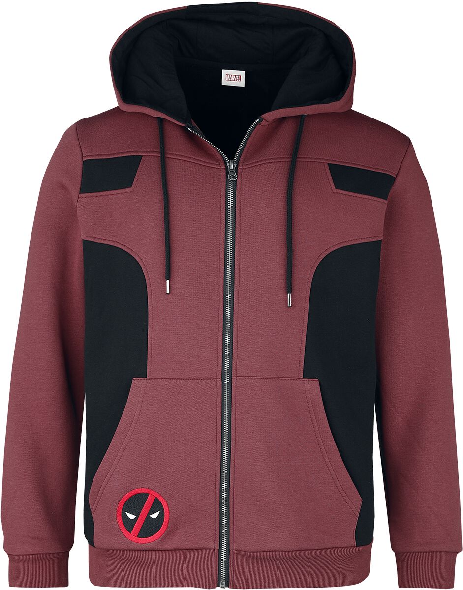 Sweat-shirt zippé à capuche de Deadpool - S à XL - pour Homme - rouge/noir