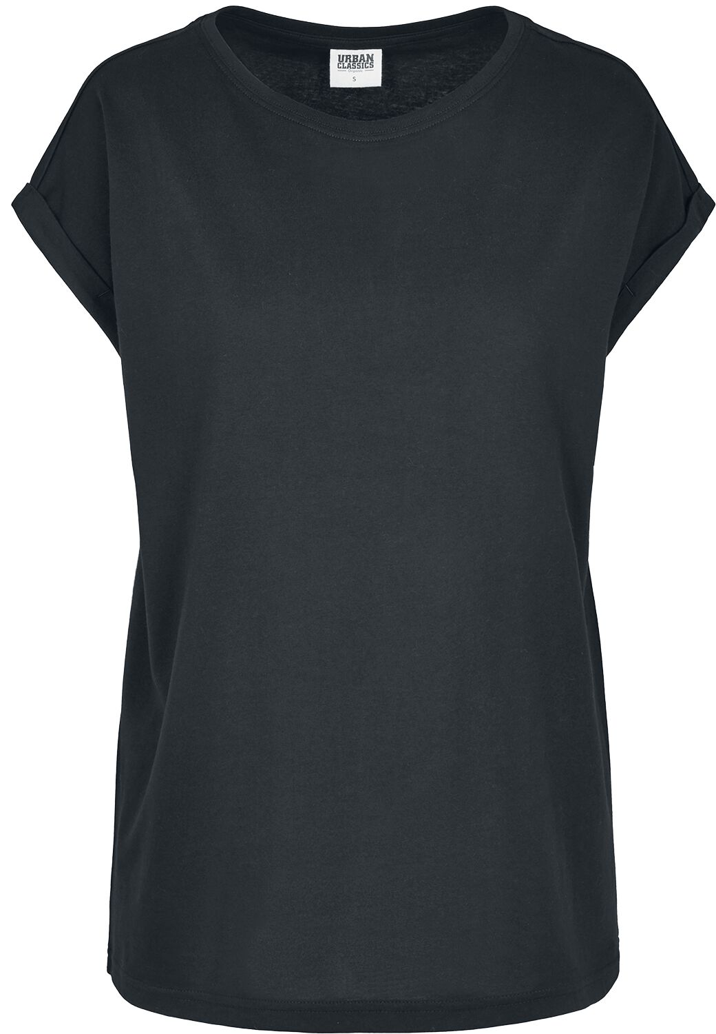 Urban Classics T-Shirt - Ladies Organic Extended Shoulder Tee - XS bis 5XL - für Damen - Größe 5XL - schwarz
