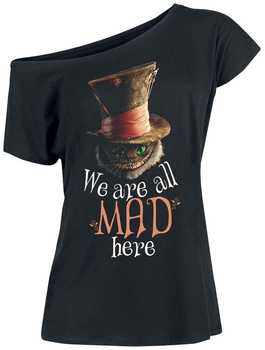 Alice im Wunderland - Disney T-Shirt - We Are All Mad Here - S bis 3XL - für Damen - Größe XL - schwarz  - Lizenzierter Fanartikel