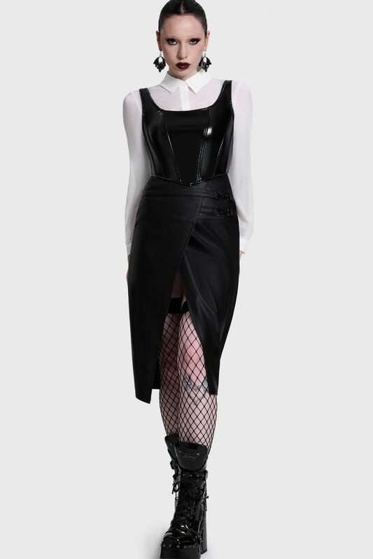 KIHILIST by KILLSTAR - Gothic Halvlång kjol - Noir Ruin Split Midi Skirt - XS 4XL - för Dam - svart