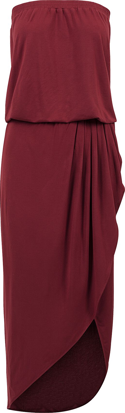 Levně Urban Classics Ladies Viscose Bandeau Dress Šaty burgundská červeň