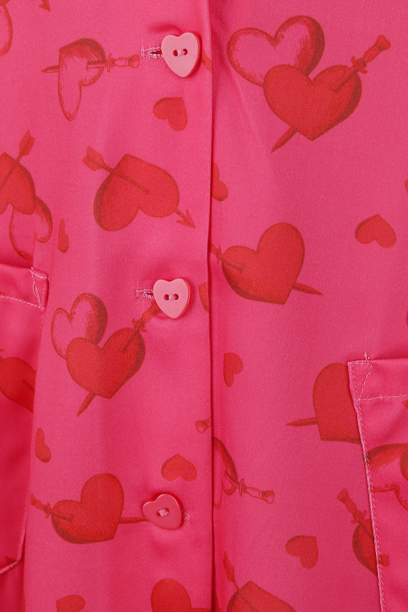 Voodoo Vixen Cupid Heart Button Front Dress Mittellanges Kleid pink - 29.24% Rabatt