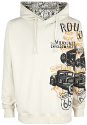 Rock Rebel X Route 66 - Weißer Kapuzenpullover mit Print und integriertem Kragen