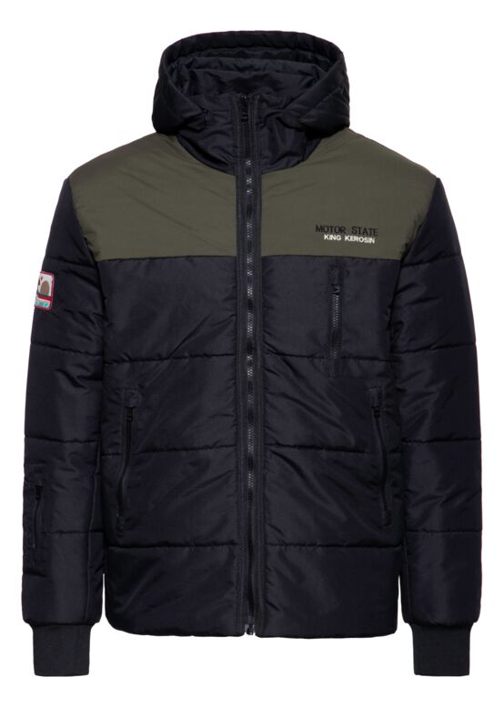 Winterjacke - Motor State - S bis XXL - für Männer - Größe L - schwarz/dunkelgrün - Männer - male