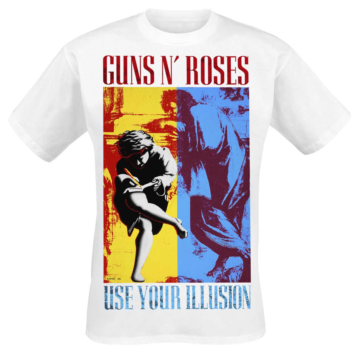 Guns N` Roses T-Shirt - Use Your Illusion - S bis XXL - für Männer - Größe S - weiß  - Lizenziertes Merchandise!