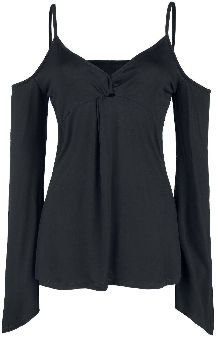 Gothicana by EMP - Gothic Langarmshirt - Cold Shoulder Shirt mit Knotendetail - XXL bis 5XL - für Damen - Größe 5XL - schwarz