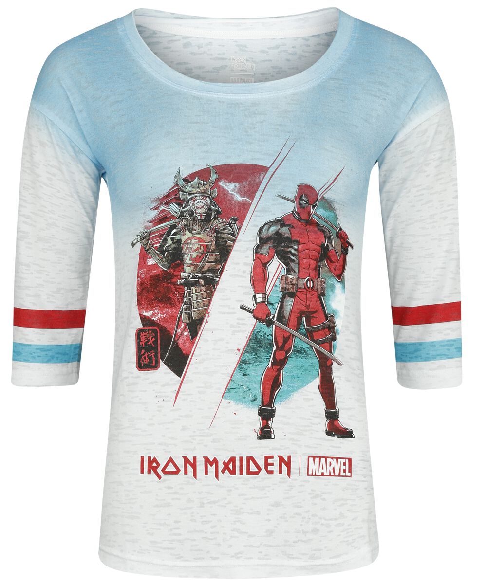 Levně Iron Maiden Iron Maiden x Marvel Collection - Samurai Comp Dámské tričko bílá/tyrkysová