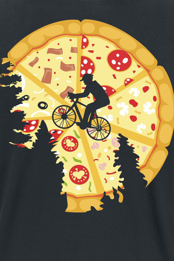 Food Pizza Moon T-Shirt schwarz