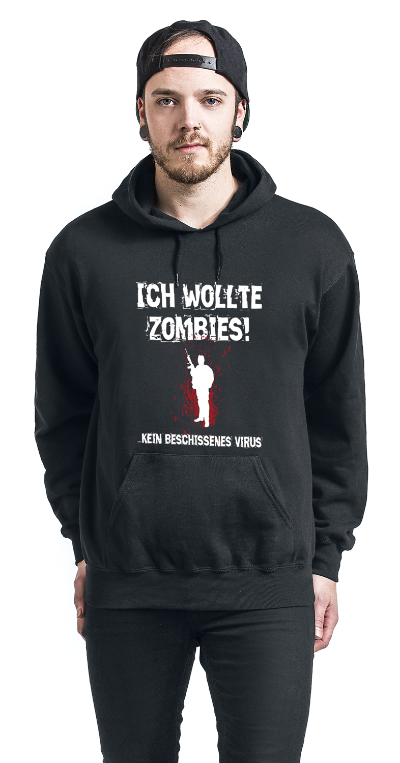 Sprüche Ich wollte Zombies! Kapuzenpullover schwarz