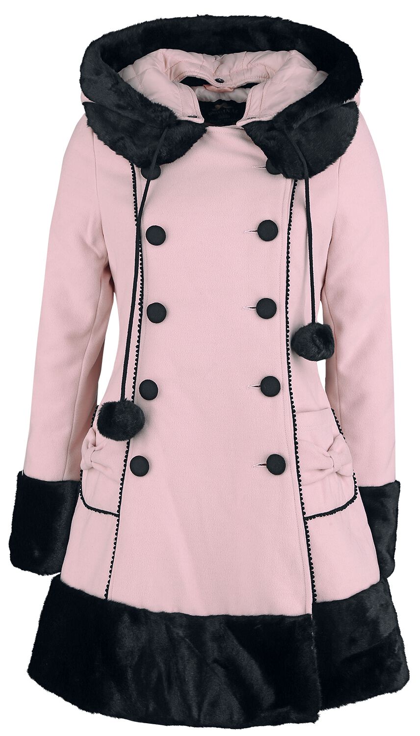 Levně Hell Bunny Sarah Jane Coat Dámský kabát světle růžová