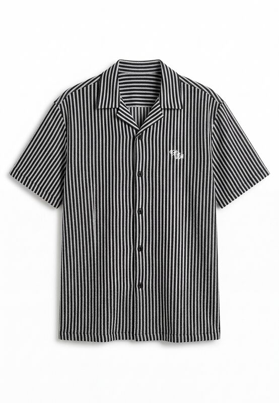 Kurzarmhemd - Forno Structured Shirt - S bis XXL - für Männer - Größe L - schwarz/beige - Männer - male