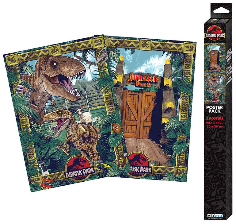 Jurassic Park Gates and biodiversity - Set of 2 posters in Chibi design Poster multicolor