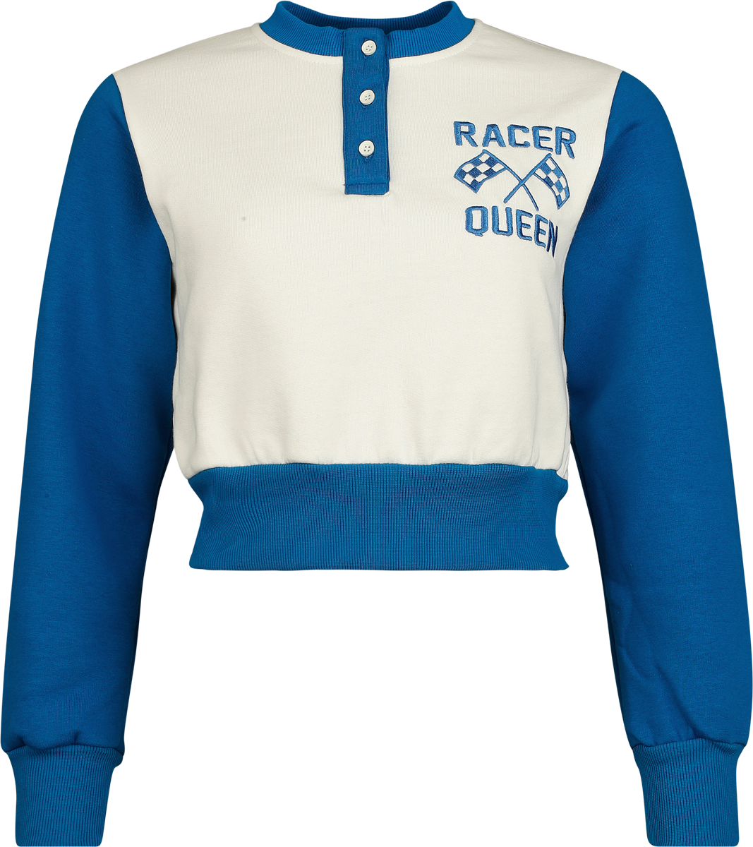 Queen Kerosin Rockabilly Sweatshirt - Racer Queen Long-sleeved Top - for Women - beige/dark blue