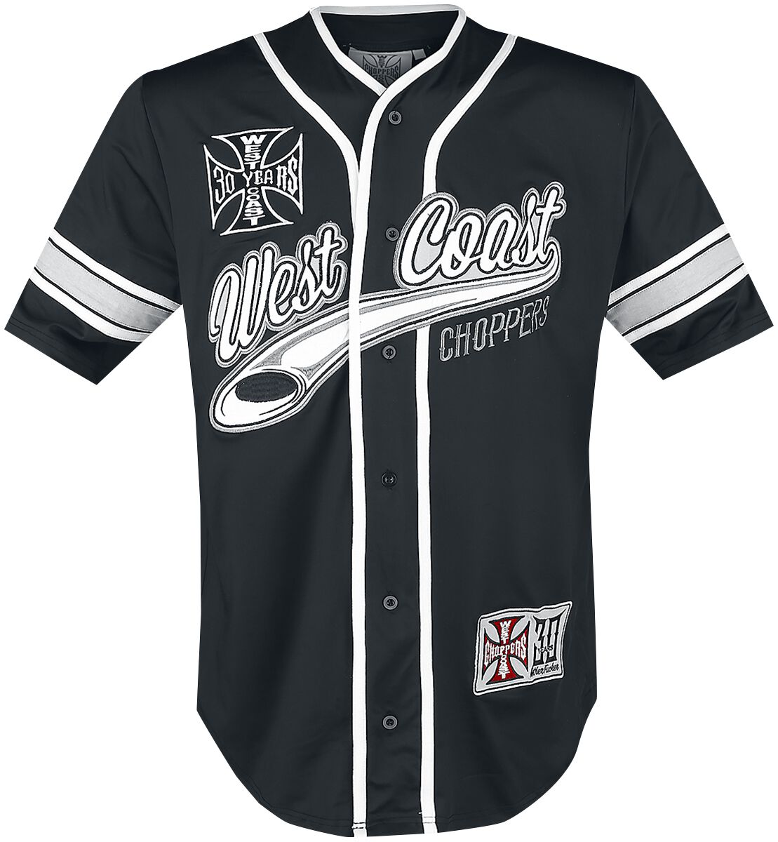 Levně West Coast Choppers Baseballový dres 30 Years Anniversary Limited baseball jersey cerná/bílá