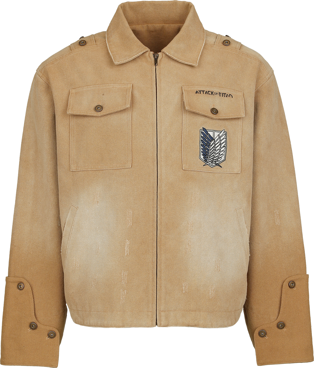 Attack On Titan Anime Jeans Jacket - Colossal Titan - for Men - brown - EMP Exclusive!