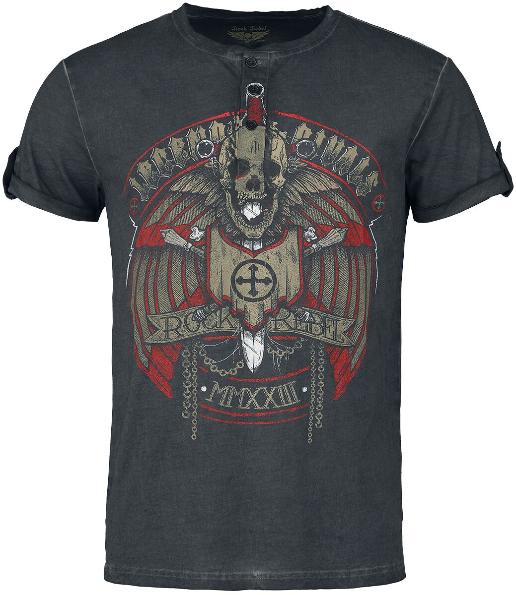 Image of T-Shirt di Rock Rebel by EMP - Vintage-style t-shirt - M a L - Uomo - grigio