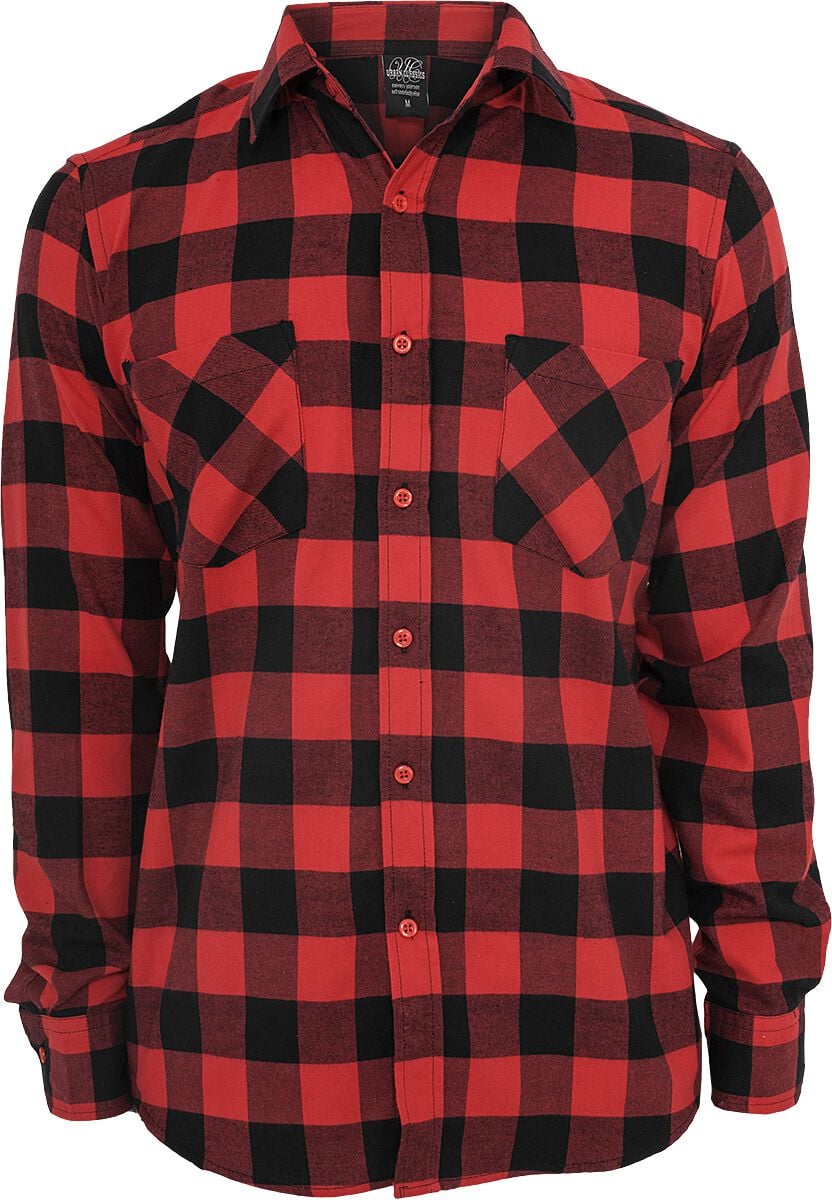 Urban Classics  Flanel Shirt - Checked Flannel - for Men - black-red