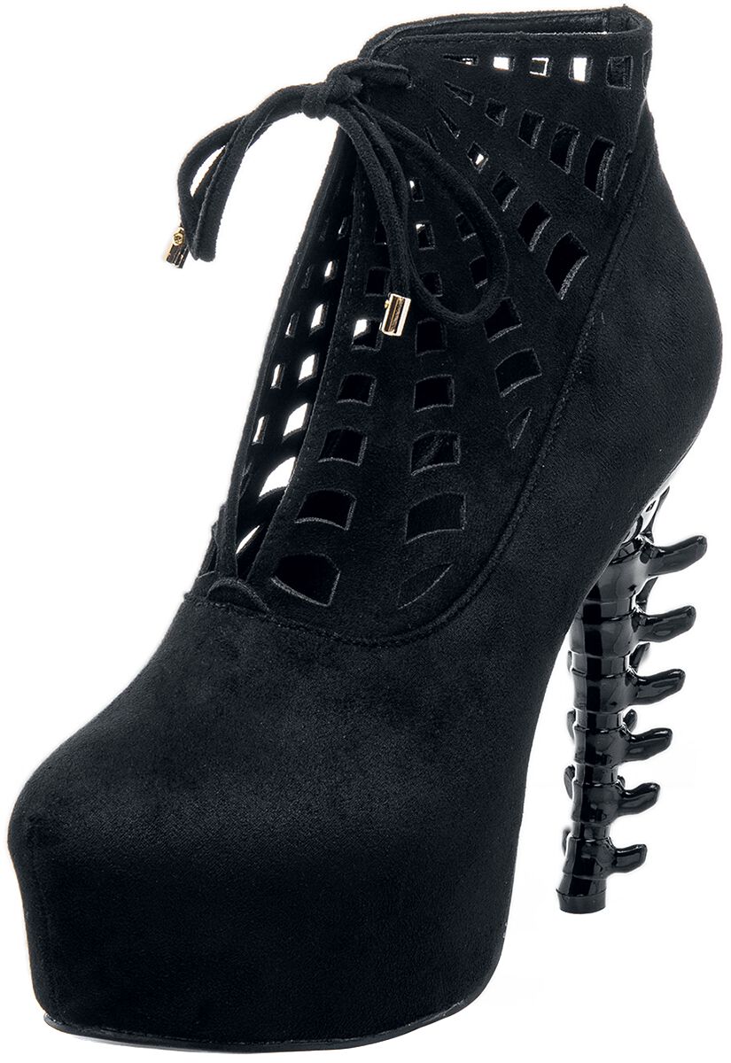 Levně Ocultica Gotické boty na podpatcích Vysoké podpatky černá