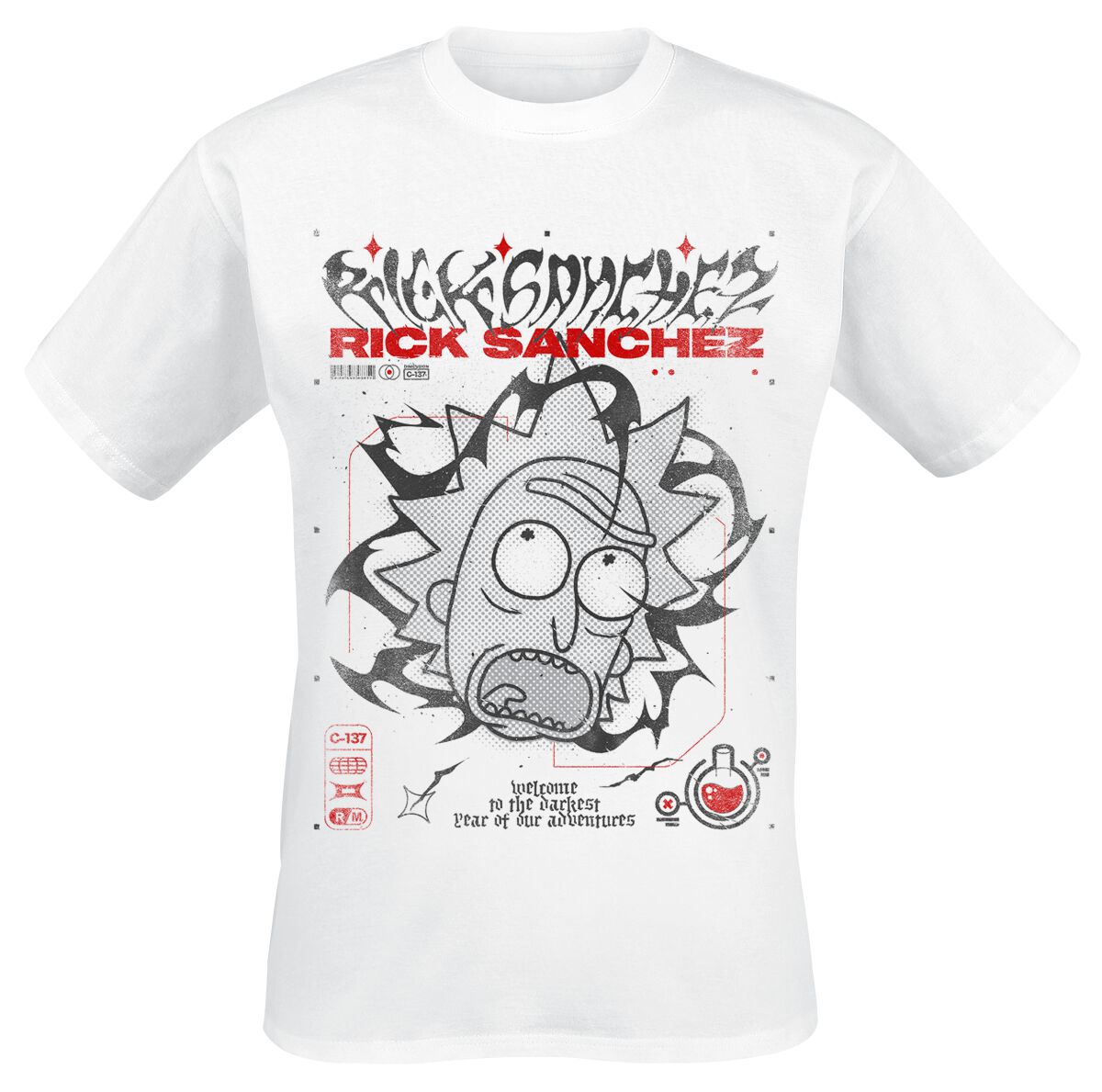 Rick And Morty T-Shirt - Darkest Year - M bis XXL - für Männer - Größe L - weiß  - Lizenzierter Fanartikel