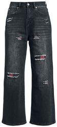 Jeans mit ausgestelltem Bein und hinterlegten Rissen, RED by EMP, Jeans