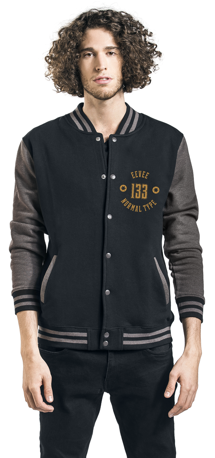 Pokémon Evoli Collegejacke schwarz grau meliert