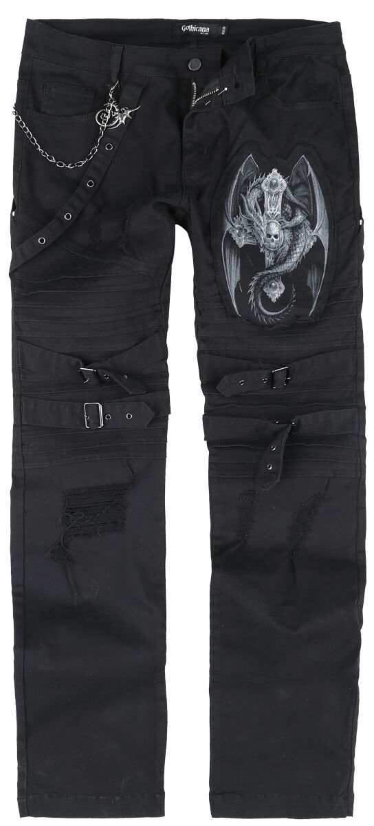 Image of Pantaloni Gothic di Gothicana by EMP - Gothicana X Anne Stokes jeans - W30L34 a W34L34 - Uomo - nero