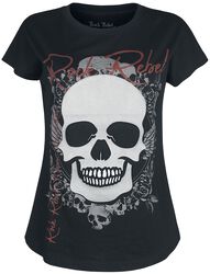 T- Shirt mit aufgenähtem Skull