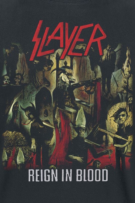 Camiseta Negra Slayer Reign In Blood Para Hombre Y Mujer, Ropa De Calle