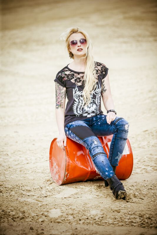 Levně Rock Rebel by EMP Skarlett Dámské kalhoty modrá