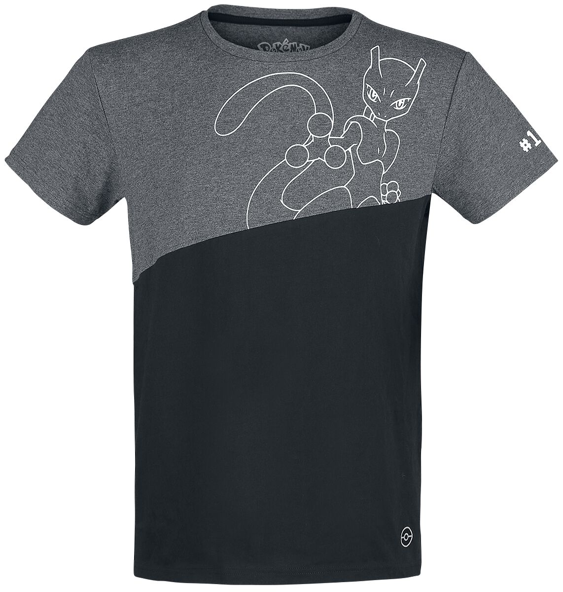 Mewtu T-Shirt schwarz/grau meliert von Pokémon