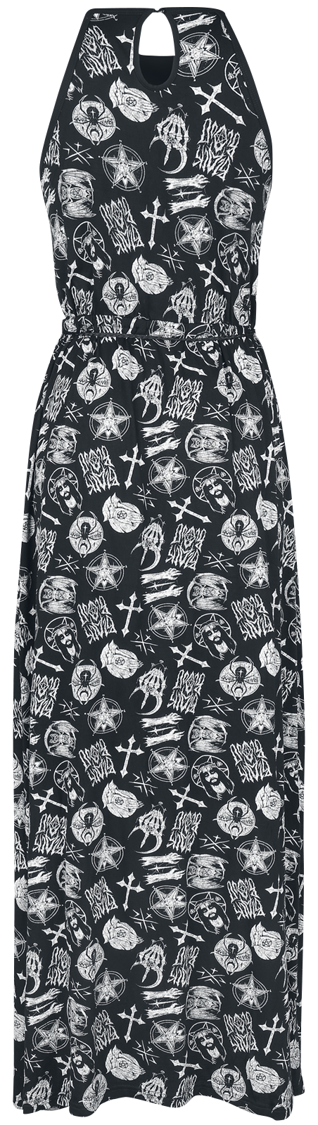 Black Blood by Gothicana Maxikleid mit Alloverprint Langes Kleid schwarz - 50.01% Rabatt