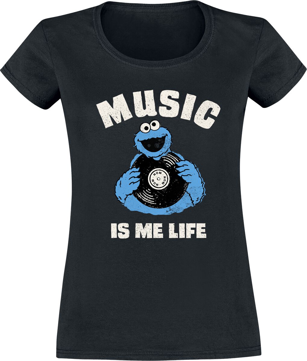 Sesamstraße T-Shirt - Music Is Me Life - S bis XXL - für Damen - Größe XXL - schwarz  - Lizenzierter Fanartikel