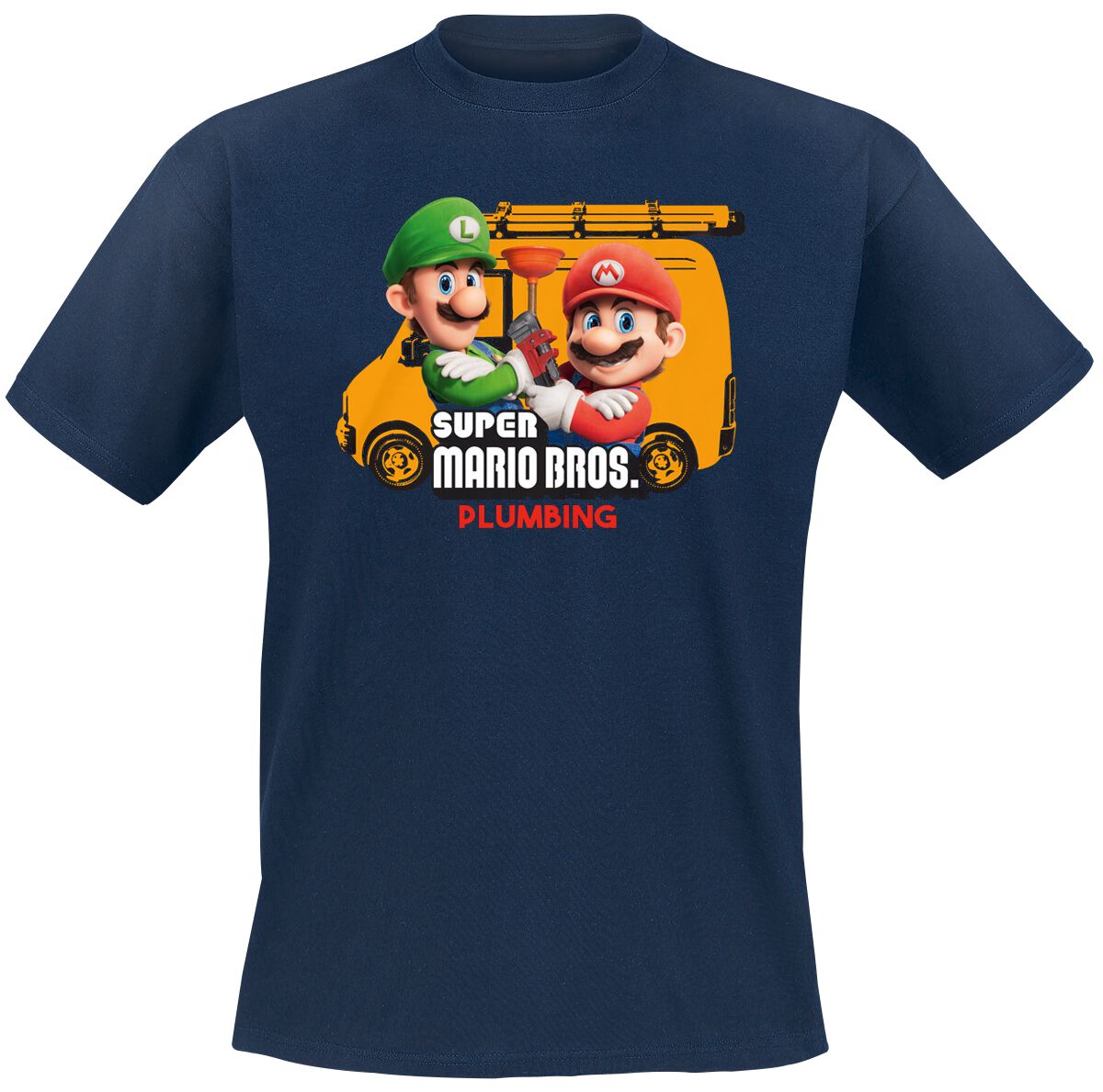 Image of T-Shirt Gaming di Super Mario - Mario Brothers Plumbing - S a XXL - Uomo - blu